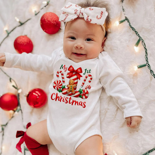 My First Christmas Bodysuit 新年圣诞节爬服新生儿宝宝连体哈衣