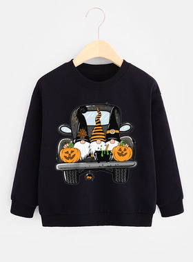Halloween Sweatershirt 卡通小矮人印花万圣节儿童卫衣套头衫
