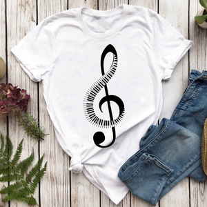 Music Notes T shirt 2023新款音符音乐短袖T恤男女大码学生上衣