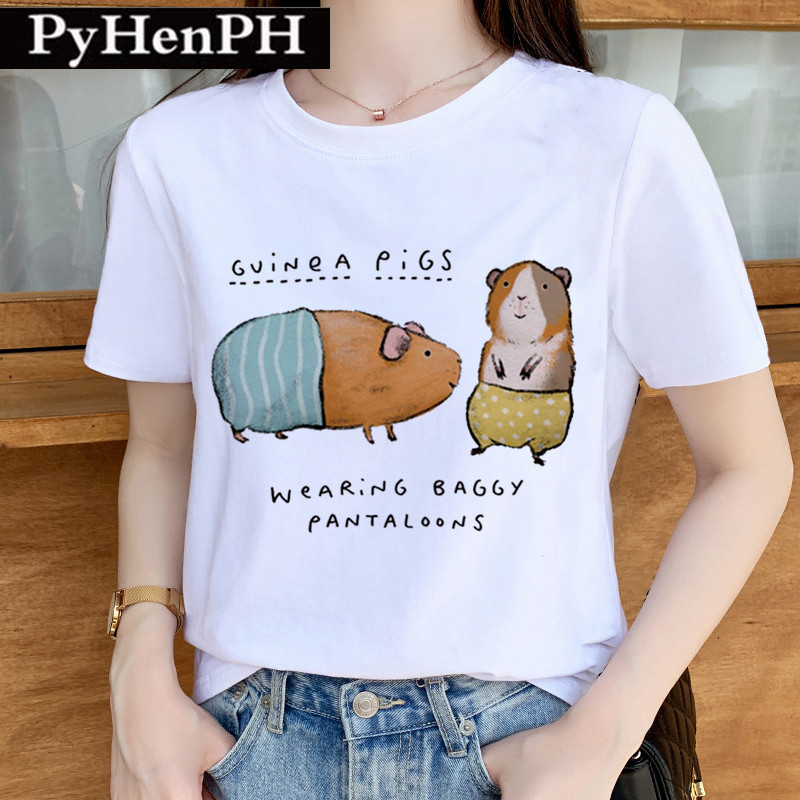 夏季女装短袖2023个性趣味动物图案体恤女学生休闲大码上衣服潮