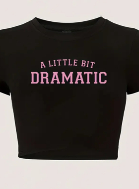A Littile Dramatic T shirt 夏季短款露脐T恤女甜辣风显瘦上衣
