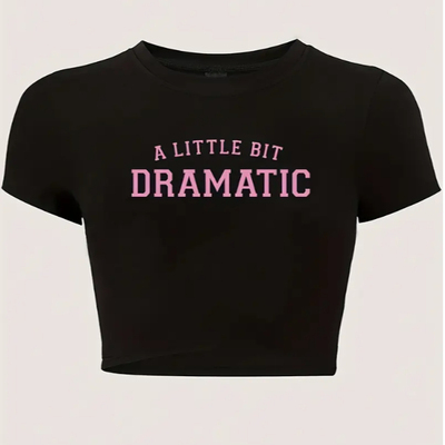 A Littile Dramatic T shirt 夏季短款露脐T恤女甜辣风显瘦上衣