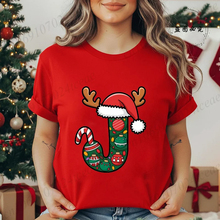 26 Letter Christmas T shirt 新款个性26个英文字母圣诞节T恤女