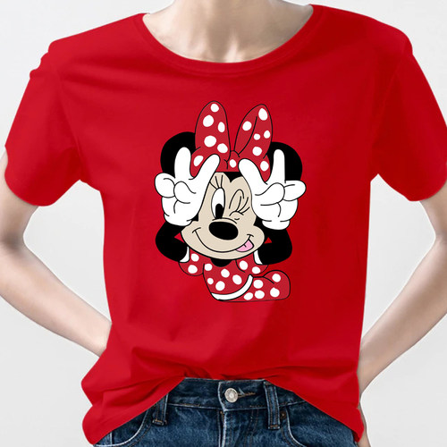 Cute Mouse T shirt 超火卡通米妮T恤女时尚红色宽松短袖体恤衣服