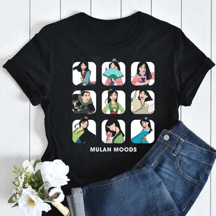 Mulan T shirt 新款卡通世界花木兰T恤短袖女夏季百搭亲子装体恤