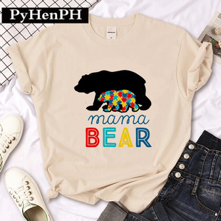 体恤衫2024年潮流时尚Autism青少年夏季T恤男女短新款T恤夏