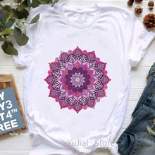 Rainbow Mandala T shirt 新款曼陀罗花休闲百搭女士大码T恤女装