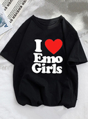 Boys Love 新款 Emo shirt T恤衫 我爱经济适用男印花黑色短袖