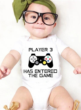Player 3 Babysuit 趣味游戏选手3印花宝宝新生儿连体衣哈衣爬服