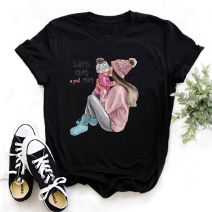 Mother Day T shirt 热销母亲节T恤超级妈妈宽松黑色短袖T恤夏ins