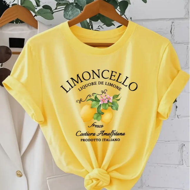 Llimoncello T shirt 新款个性柠檬印花女士T恤小众风黄色短袖衫