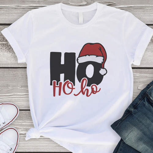 Christmas Hat HO T shirt 个性圣诞帽子印花喜庆聚会圣诞节T恤