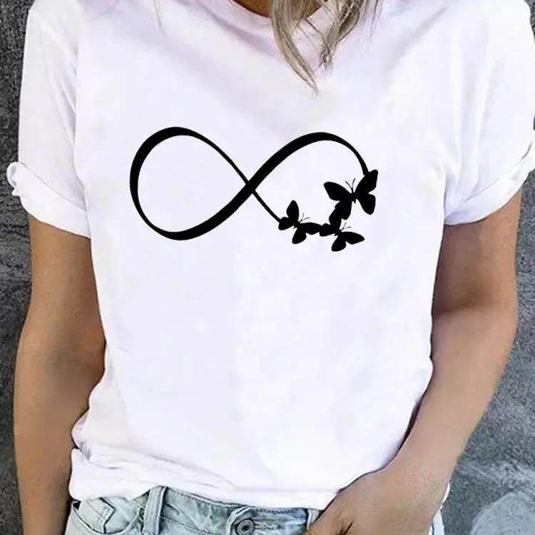 Butterfly T shirt 小清新白色女装T恤夏季女士蝴蝶印花体恤上衣