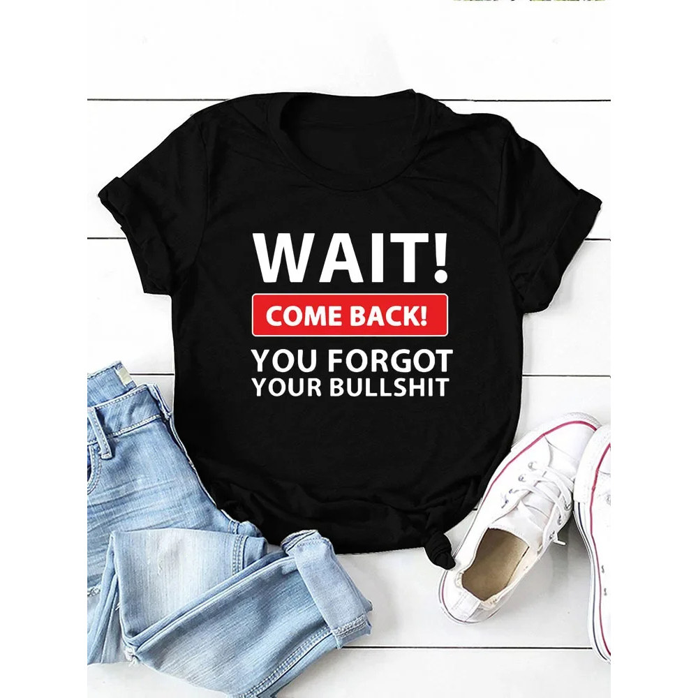 Come Back T shirt 欧美风时尚英文字母印花短袖T恤女黑色上衣服