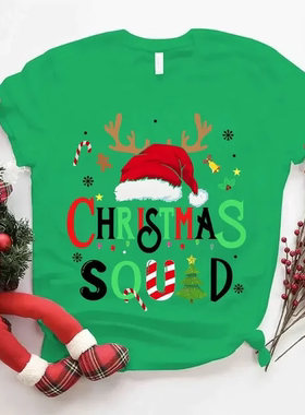 Family Christmas T shirt 新款圣诞节圣诞短袖T恤亲子装家庭装