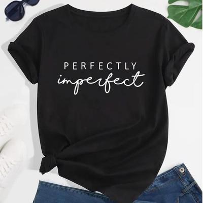 Imperfect T shirt Women 时尚创意英文字母印花女士圆领短袖T恤