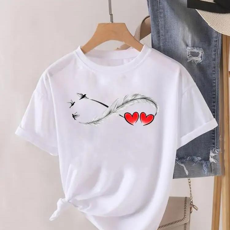 Love T shirt 时尚爱心LOVE印花夏季圆领短袖T恤女休闲大码亲子装