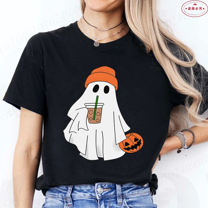 Happy Halloween T shirt 新款万圣节幽灵南瓜印花短袖情侣T恤衫