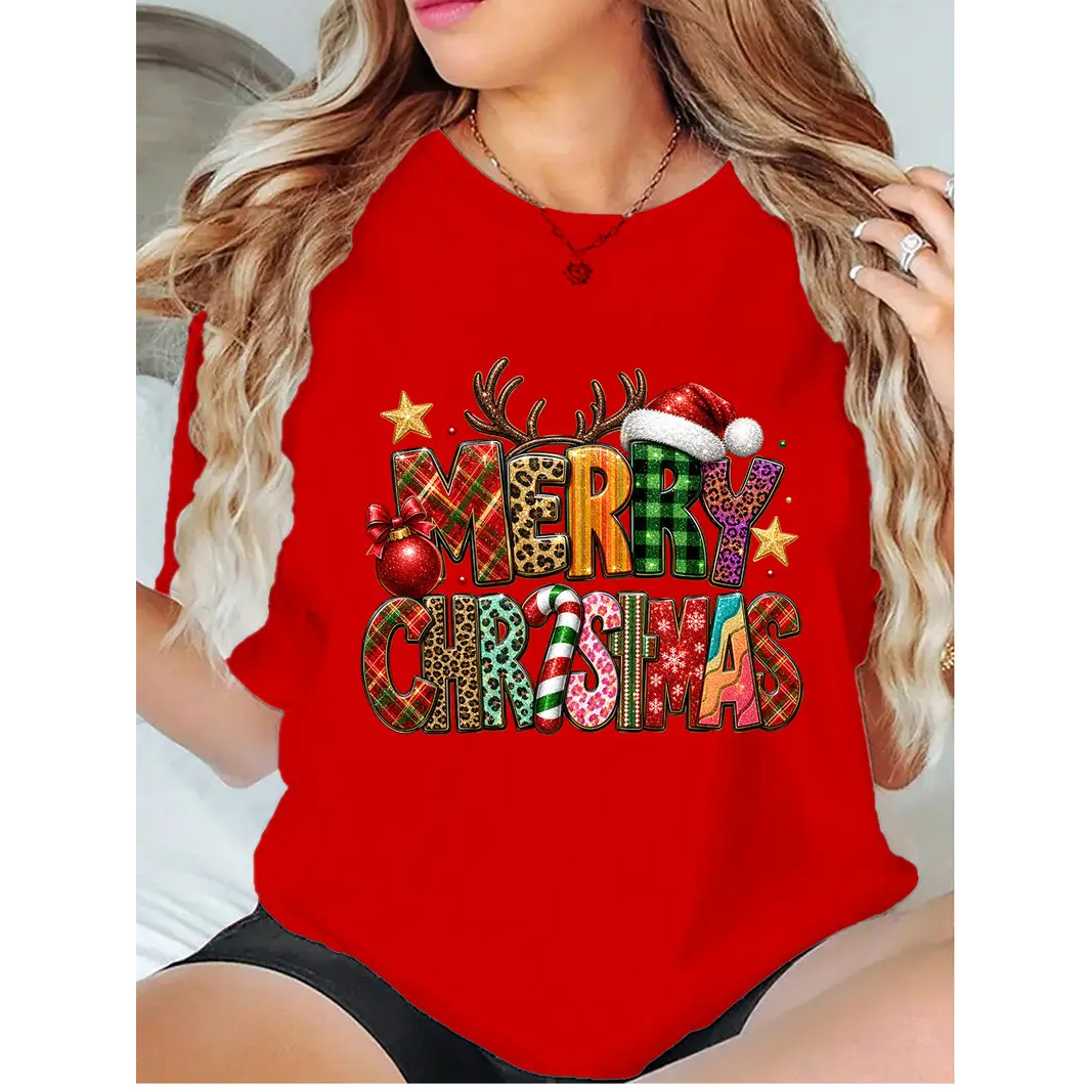 Merry Christmas T shirt 圣诞节圣诞服装家庭套装上衣男女亲子装