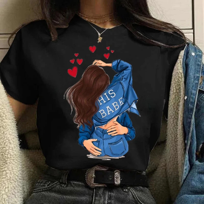 Couple T shirt 新款时尚情侣印花T恤夏季女士短袖上衣男女情侣装