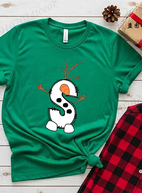 26 Christmas Letters T shirt 26个英文字母印花圣诞节短袖T恤女