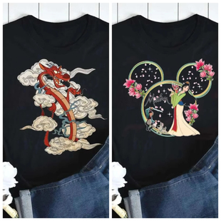 Mulan T shirt 新款卡通花木兰印花T恤休闲圆领夏季体恤女士上衣