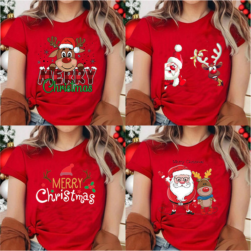 Merry Christmas Tshirt 圣诞节圣诞老人印花T恤男女家庭装亲子装