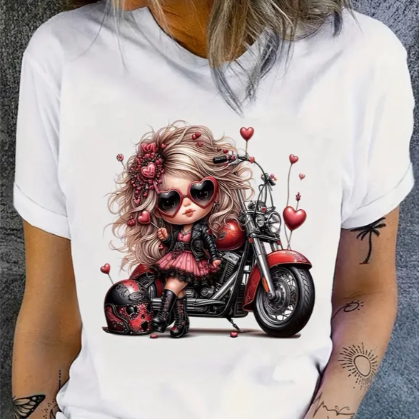 Punk Girl T shirt 新款街头朋克少女印花T恤短袖女休闲打底上衣