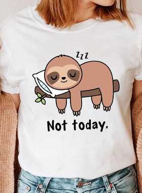 Sloth T shirt 卡通树懒T恤夏季设计感女士学生短袖大版体恤衫ins