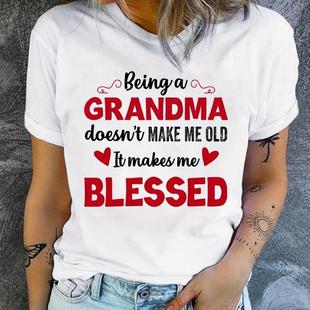 Grandma T shirt 时尚趣味英文字母奶奶印花女士打底T恤夏季上衣