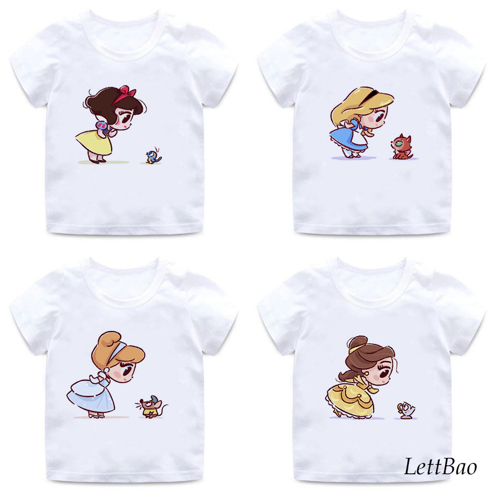 夏季儿童卡通印花公主与宠物T恤 baby children pricess t shirt