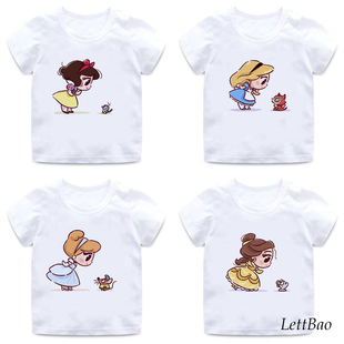 儿童卡通印花公主与宠物T恤 baby pricess shirt children 夏季