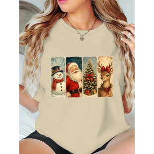 Christmas Elf T shirt 欧美爆火圣诞节圣诞短袖T恤男女情侣装