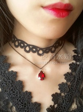 『血色迷离』韩国哥特吸血鬼lolita多色高档水钻蕾丝颈项链choker