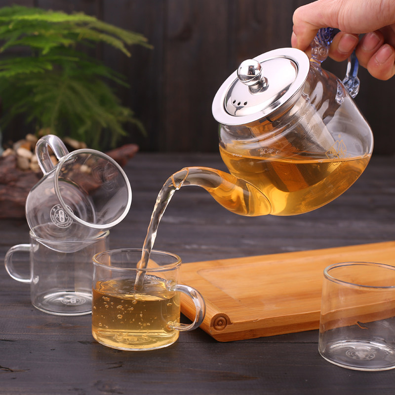 一壶四杯玻璃茶具冲茶器500ml高硼硅泡茶壶耐热玻璃120ml茶杯家用