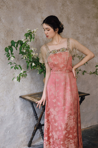 拾光裁缝 梦回唐顿 古典宫廷风蝴蝶袖修身高级轻奢晚礼服连衣裙