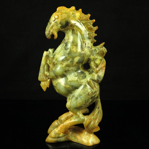 一口价 天然 仿古 岫玉 精工雕刻 摆件 马上封侯 包邮