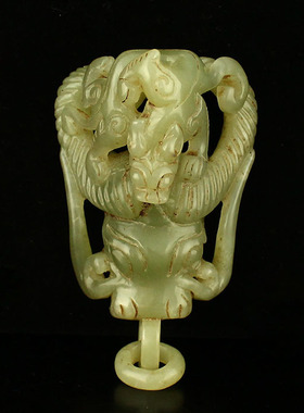 一口价 精雕 新疆和田玉 古玉老玉 瑞兽把件 兽面 送证书包邮