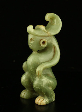 一口价 精雕 新疆和田玉古玉老玉把玩小摆件 人面兽身 包邮