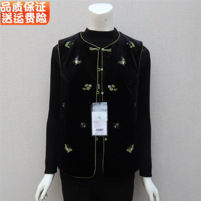 妈妈装金丝绒棉马甲老年人冬坎肩