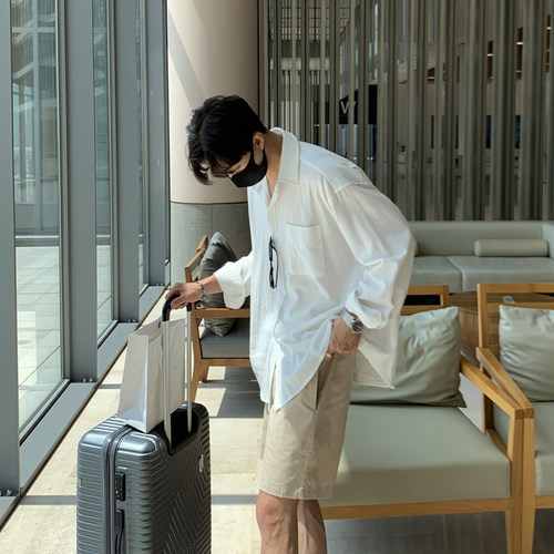 夏季新款白色青年潮流长袖衬衫