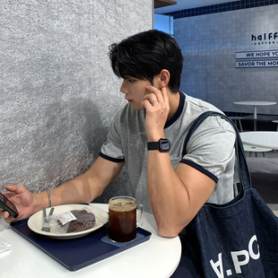 休闲潮流设计感慵懒短袖 高级拼色打底衫 棉质T恤 韩版 碧舍2025新款