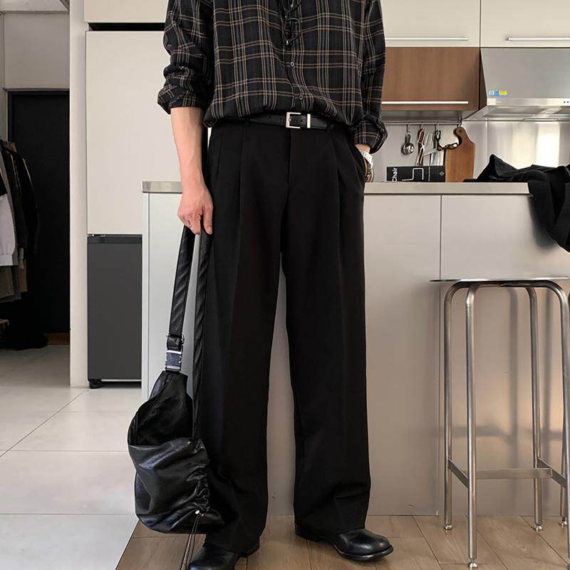 碧舍2025春新款韩版潮流百搭休闲裤宽松简约纯色直筒阔腿裤长裤潮
