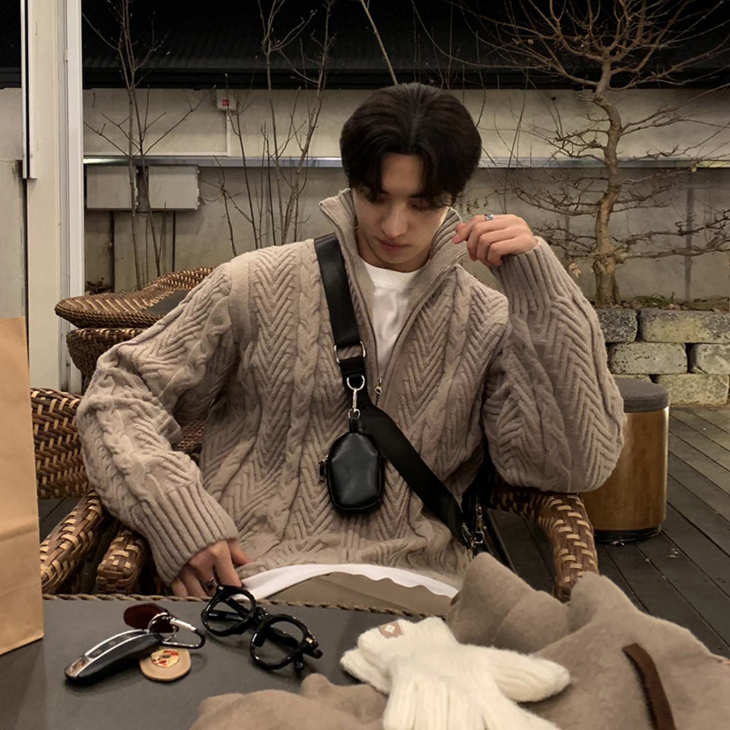 碧舍韩版男士毛衣宽松高级针织衫