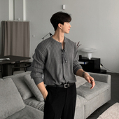 针织衫 圆领开衫 秋季 碧舍长袖 新款 韩版 宽松帅气薄款 毛衣纯色百搭潮