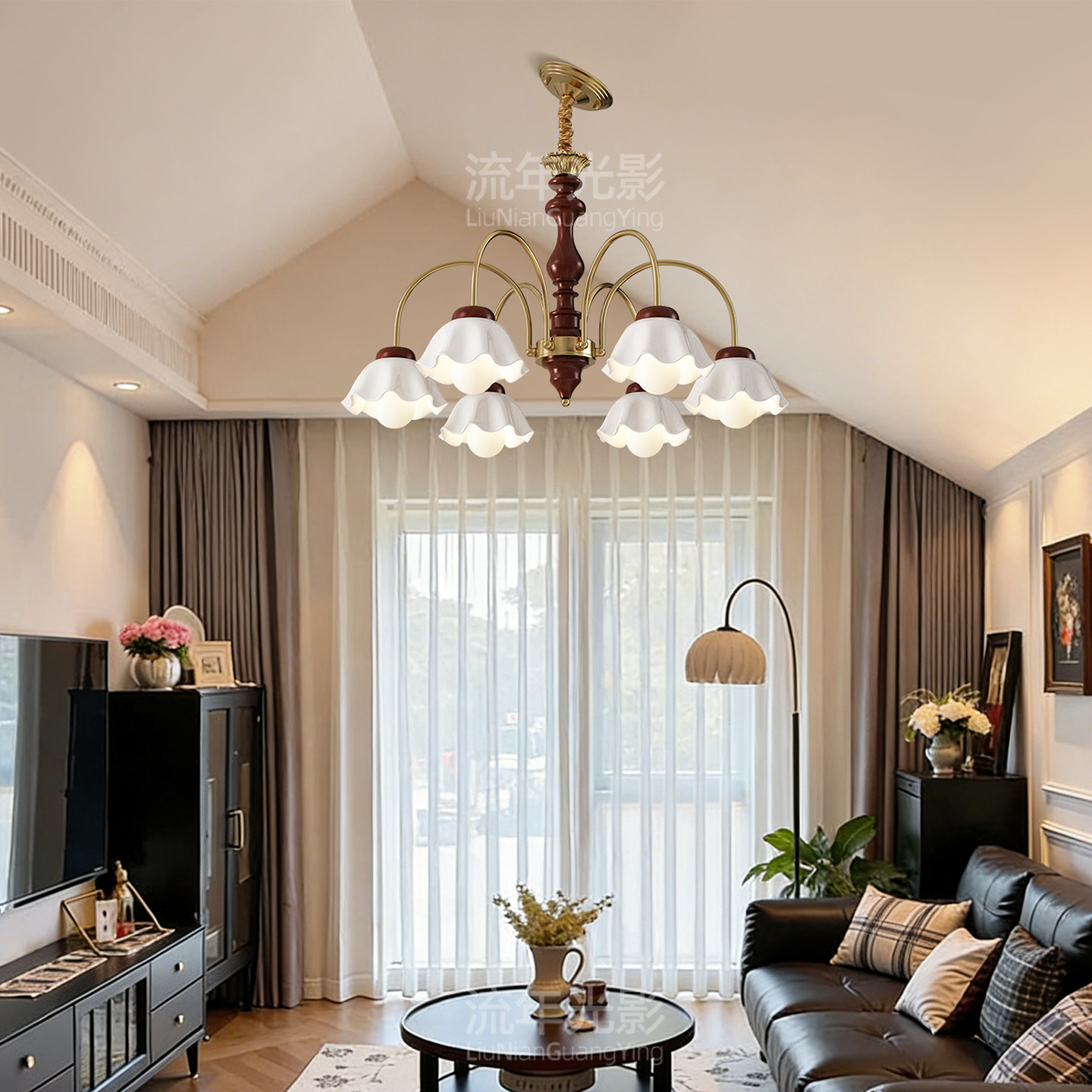 斜顶房客厅吊灯宋式实木中古风人字顶法式卧室阁楼斜面坡顶专用灯,家装灯饰光源,LOFT/复式住宅/楼梯吊灯,淘宝优惠券,粉丝福利购,淘宝优惠卷