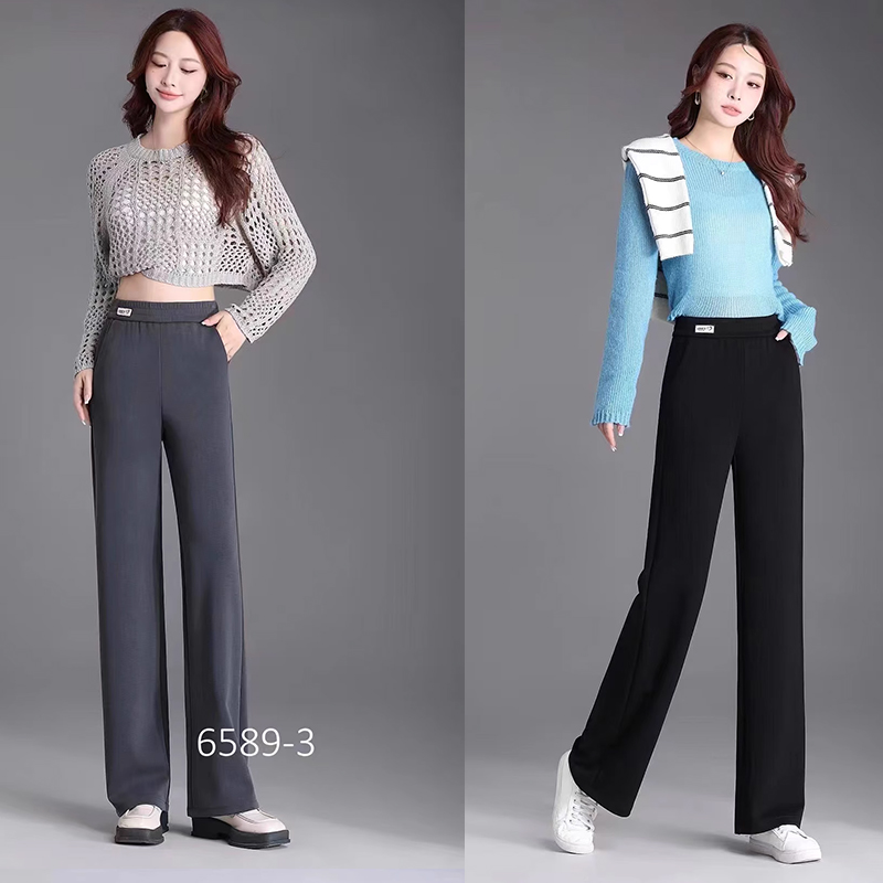 正品卡里卡窄版直筒裤6589垂感女裤子2024春秋新款烟管裤西装长裤