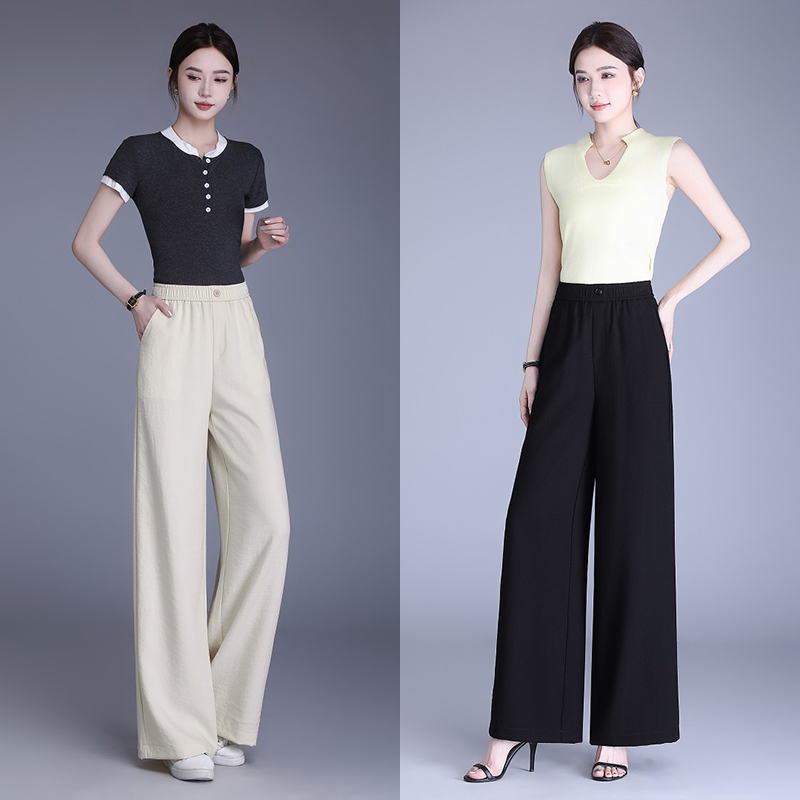 卡里卡女裤6695砂洗棉直筒休闲裤