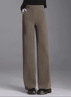 卡里卡女裤秋冬加厚泡泡木棉绒微辣长裤阔腿裤直筒裤高腰弹力6579