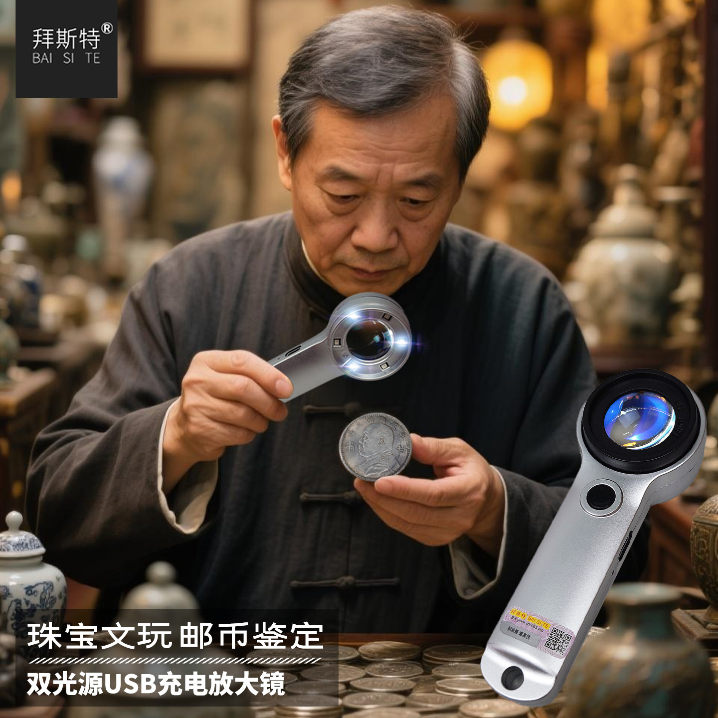 鉴定便携式考古收藏鉴定硬币60倍